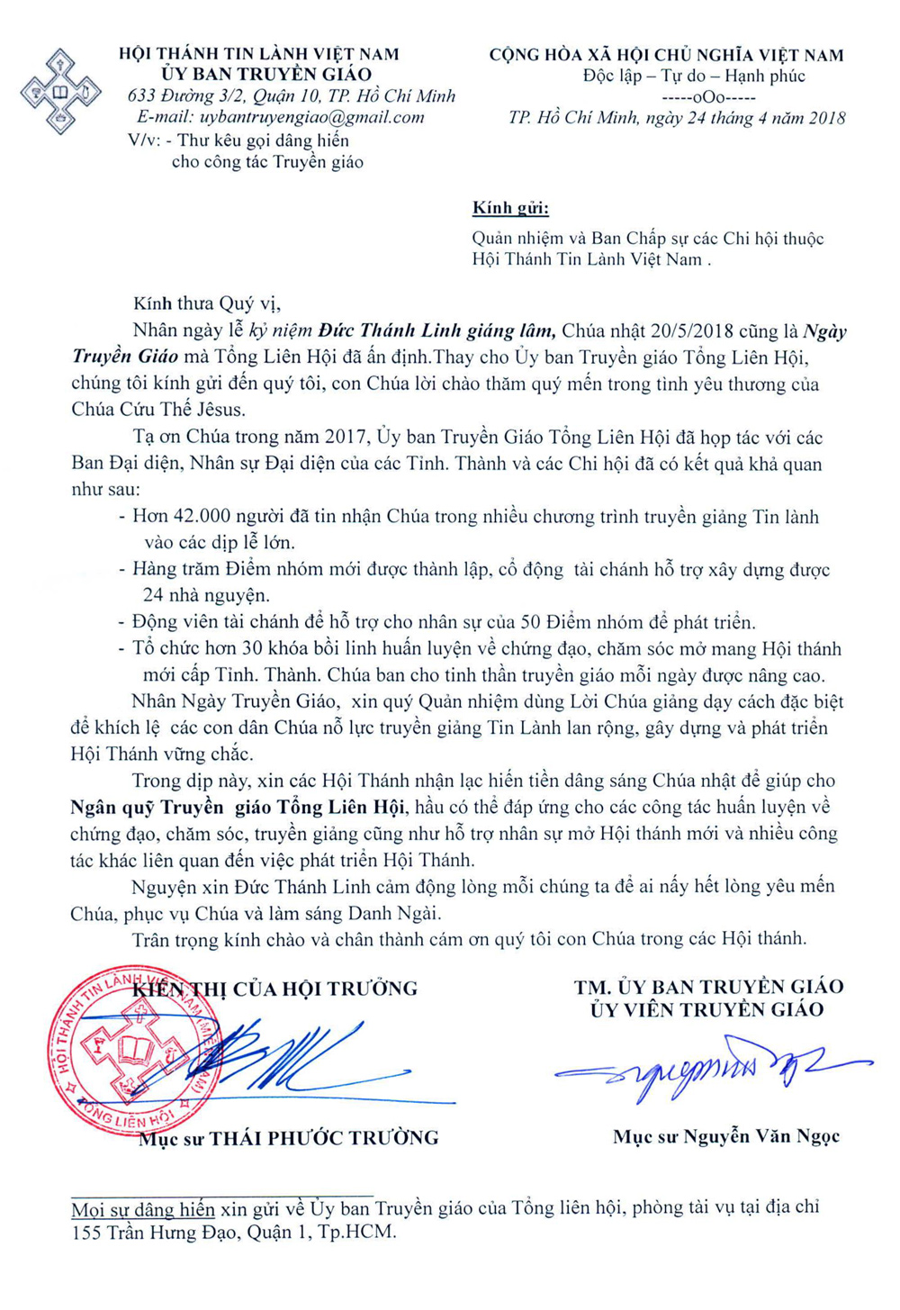 Thư Kêu Gọi Dâng Hiến Cho Công Tác Truyền Giáo